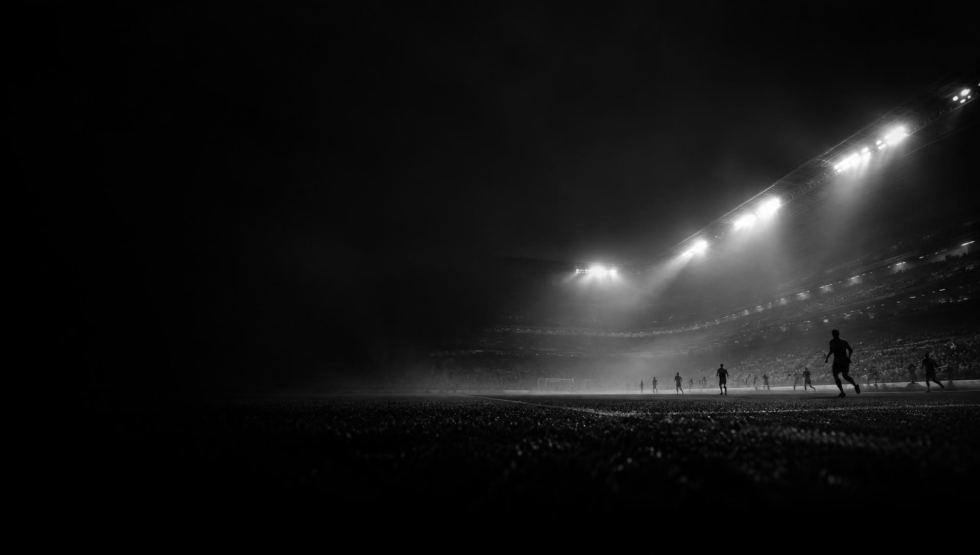 Athletes competing under stadium lights